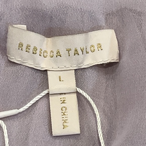 Rebecca Taylor NEW Embroidered Silk Blend Whimsy Coquette SS Ruffle Top Lilac L - Picture 9 of 12